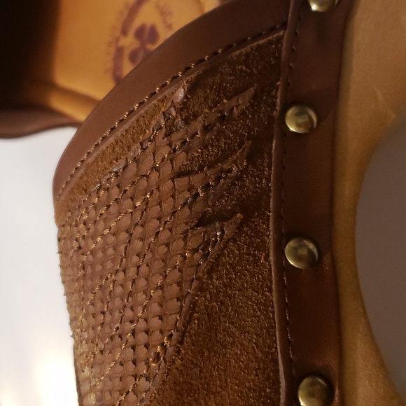LUCKY BRAND LEATHER/SUEDE PEACE SIGN CLOGS SZ 7 NEW - Picture 9 of 16